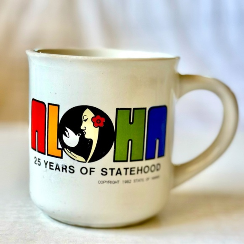 2/$10- Vintage Hawaii Aloha Statehood Anniversary Mug - Multicolor